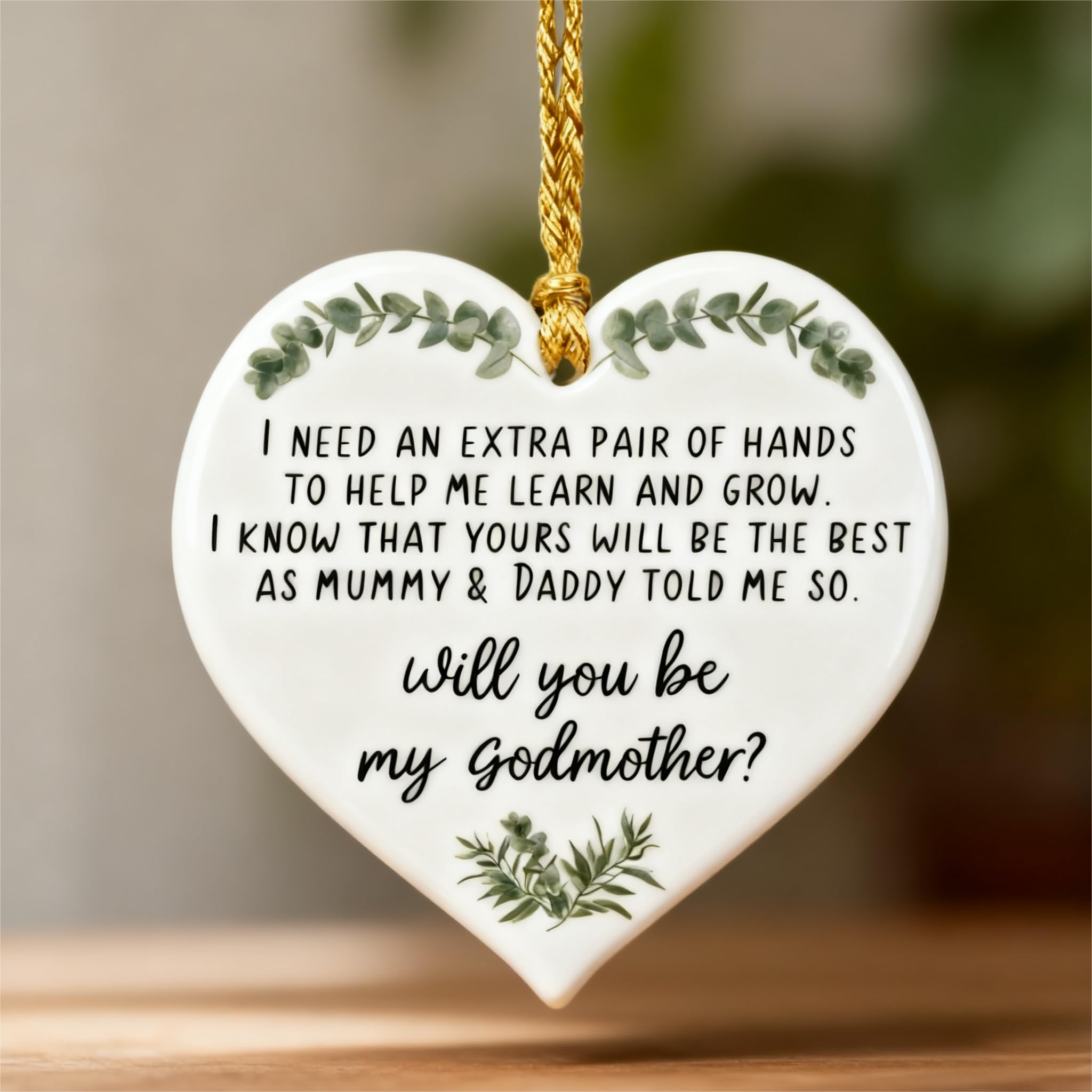 Will You Be My Godmother, Godmother Gifts, Godmother Proposal - DWUENT Godparent Proposal Heart Plaque, Acrylic (7.3x6.8cm) or Wooden (10x10cm), Christening Gift Keepsake (WHITE, 7.3cm*6.8cm)