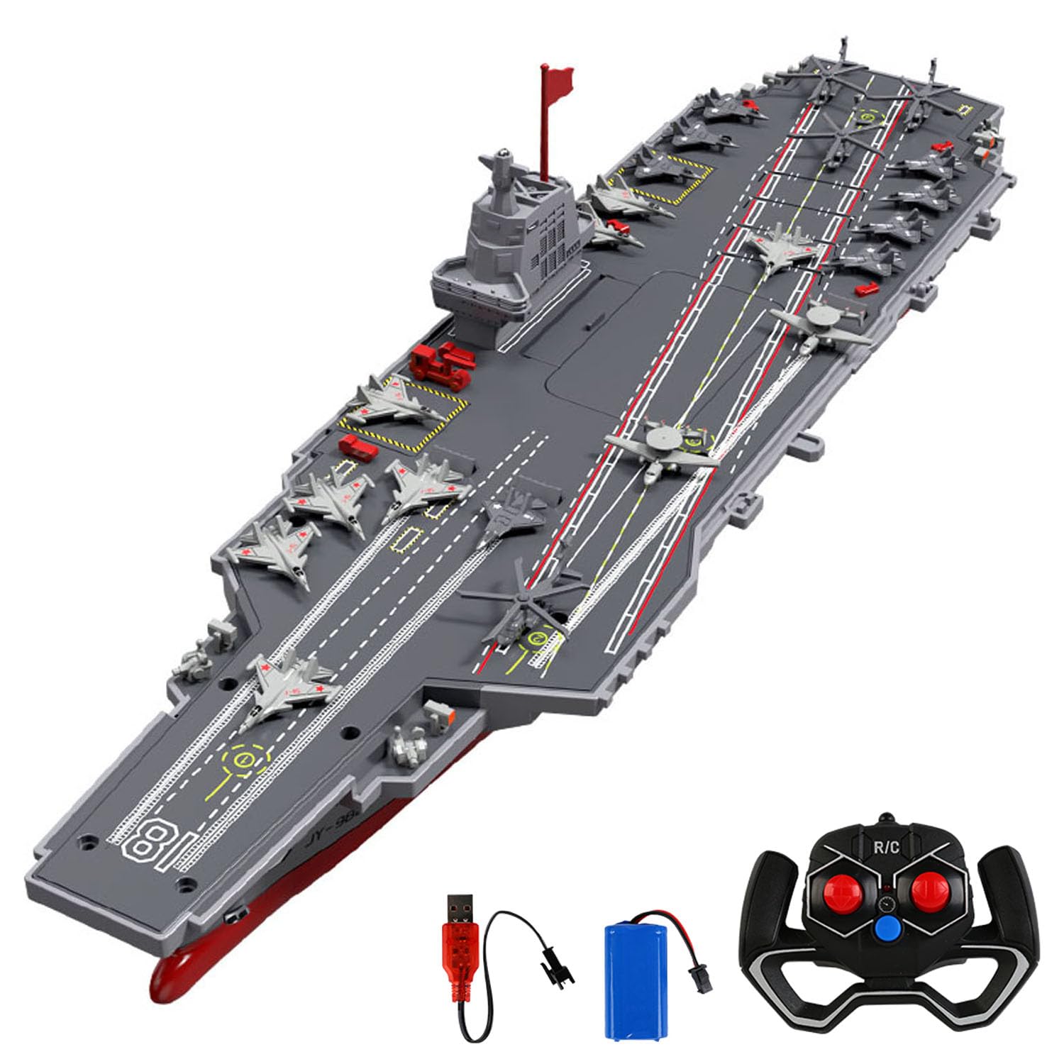 WHEELFUN In UK warehouse 2.4GHz RC High Speed Boat Remote Control Aircraft Carrier Warship S19 Electric Water s RTR Battery Dual Motor USB Charge Shipped RTR Electric Water Toy Gift