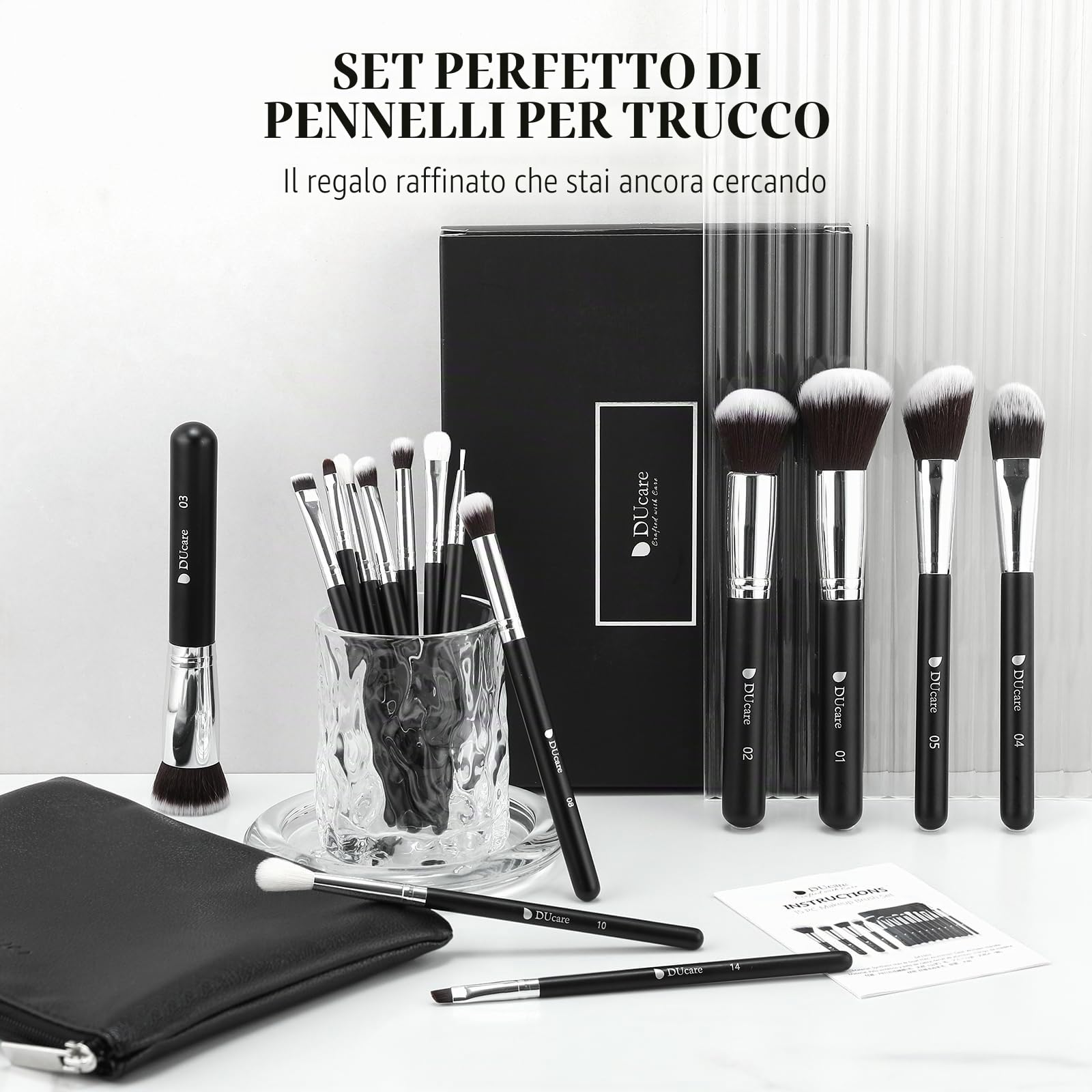DUcare Pennelli Make Up Set 15Pcs Pennelli Trucco Professionali Set di pennelli da trucco con del sacchetto Case