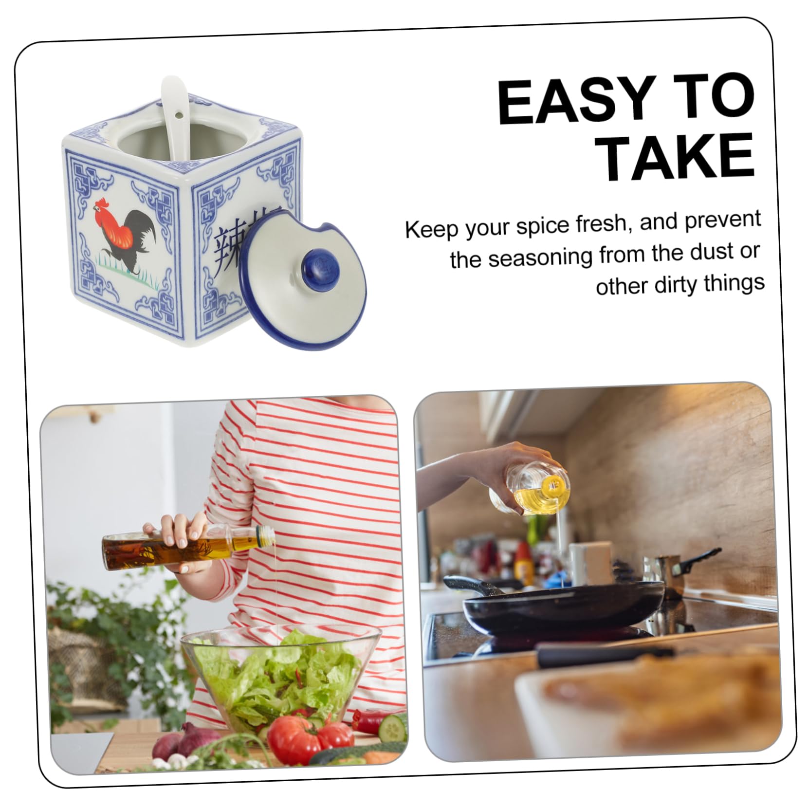 PRETYZOOM Unique Ceramic Condiment Pot for Seasoning Storage Chili Pepper Dispenser Kitchen Accessory Easy to Clean Housewarming present for All Seasonings