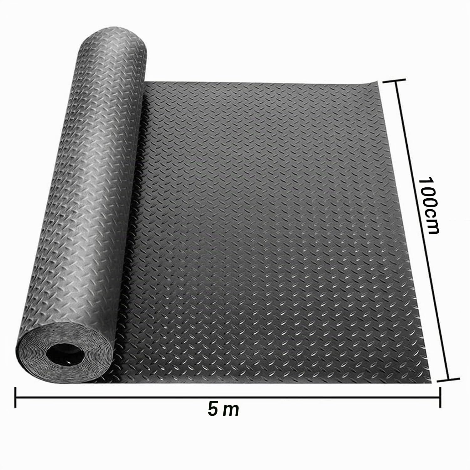 Alfombra de goma antideslizante de 500 x 100 cm, para garaje, suelo de 3 mm de grosor, alfombrilla de protección antideslizante, alfombrilla de chapa estriada, para remolque, sótano, comercial | Alfombrilla antideslizante para suelo de garaje, grosor de 3