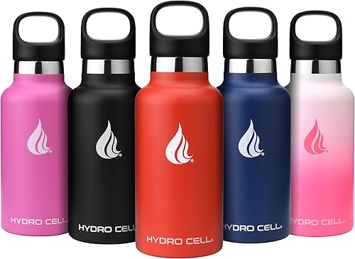 HYDRO CELL - Botella de agua de acero inoxidable con popote y tapa estándar (940, 710, 590, 470 ml), mantiene los líquidos calientes o fríos con