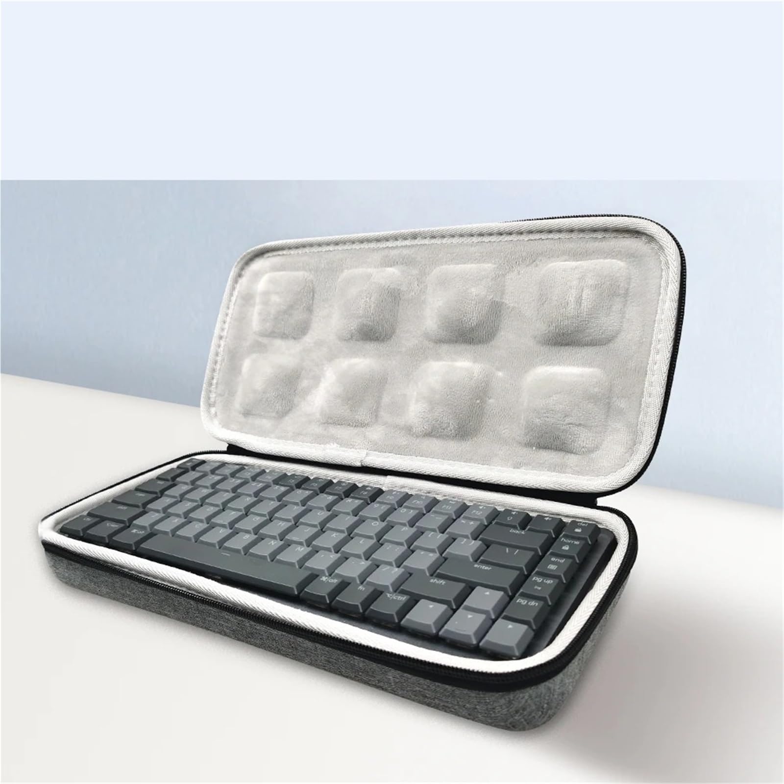 Funda para Guardar el Teclado, Funda con Teclado for inalámbrico Bluetooth Doble Cremallera Gris, Varios tamaños(L)