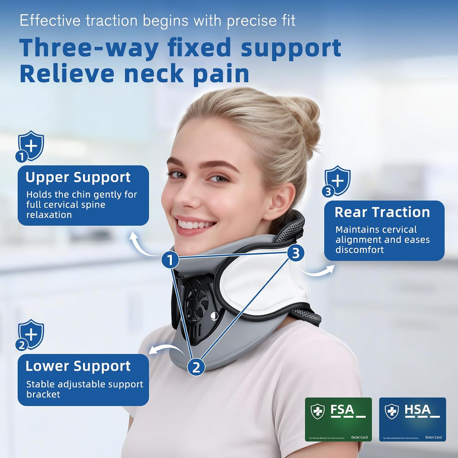Neck Traction Device - Adjustable Inflatable Neck Stretcher,Lightweight Neck Support Brace for Cervical Spine Decompression,Pain Relief Neck Decompression Tension Relief FSA or HSA Eligible