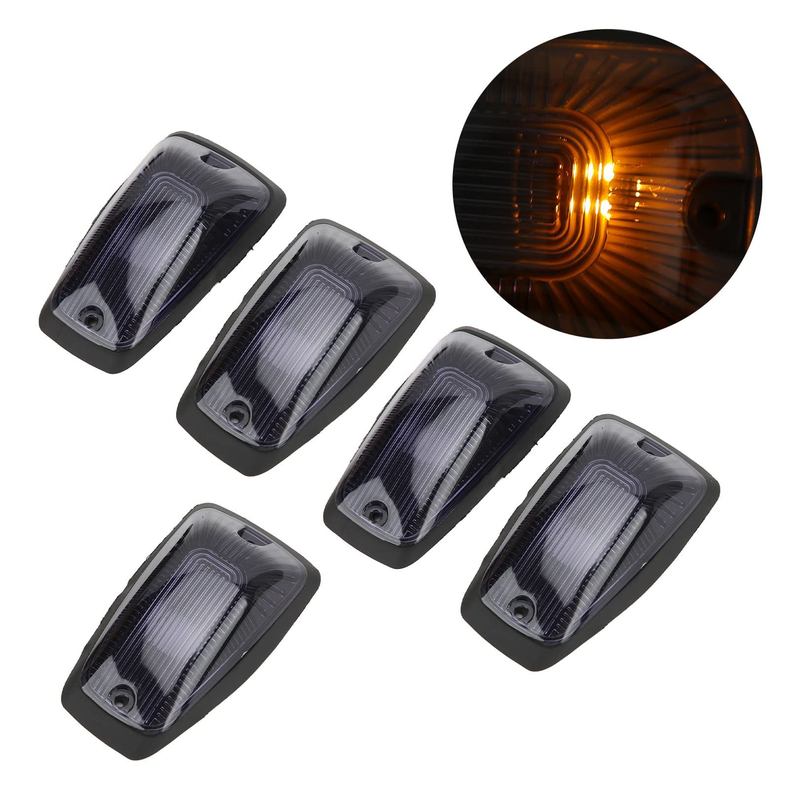 Qiilu Luci Sul Tetto della Cabina 5 Set Luce per Tetto Auto 12V LED Luci D'ingombro Sul Tetto Universali Luci di Ingombro Superiori Luci di Ingombro per SUV Pickup Truck Luce