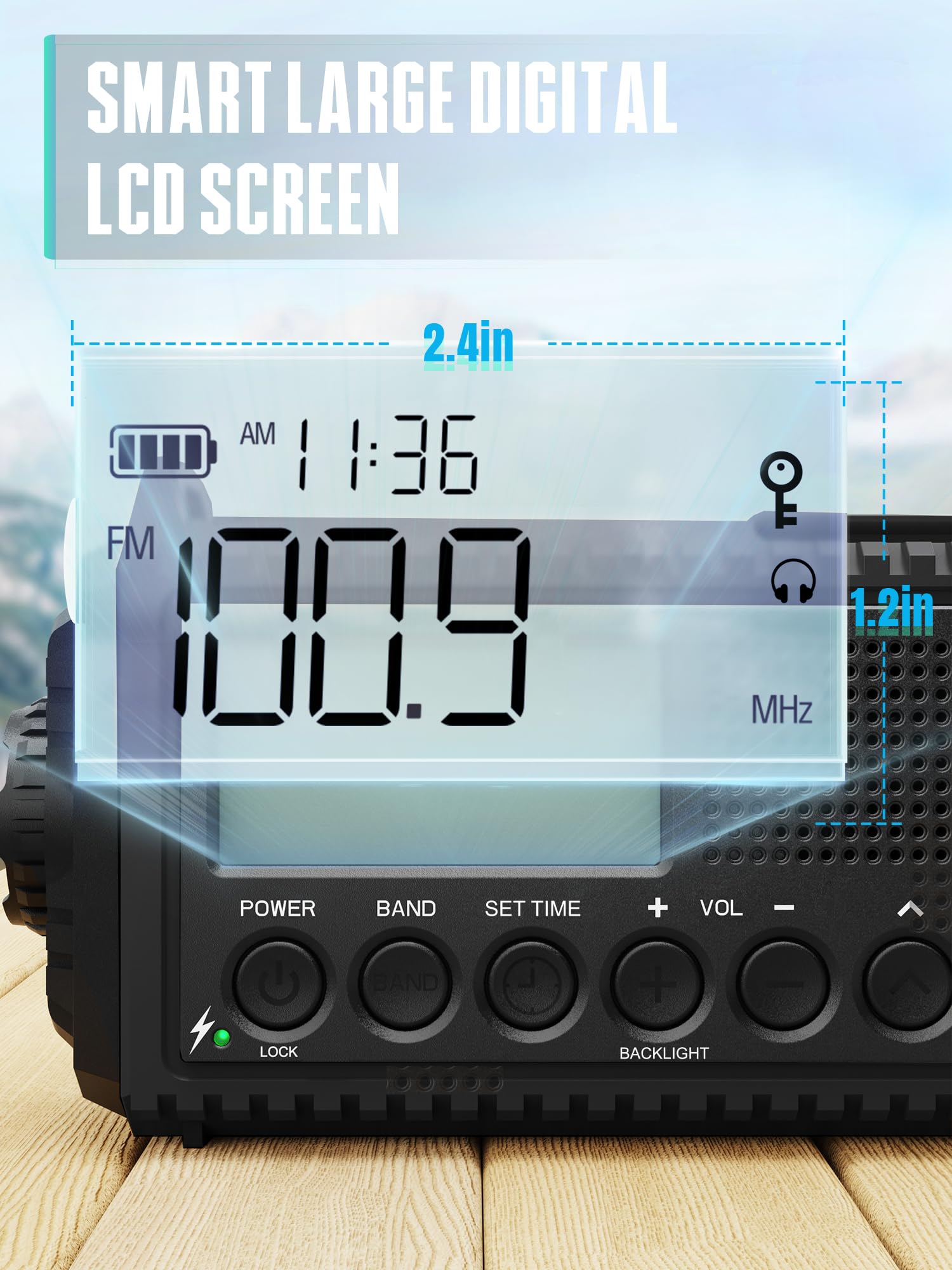 Kurbelradio mit Solar & 12000mAh Powerbank | AM/FM/SW Notfallradio, USB-C Handyladung, SOS-Alarm, Taschenlampe & Leselampe | Radio mit Weltempfänger | Wasserdicht, Tragbar für Camping, Outdoor,Schwarz