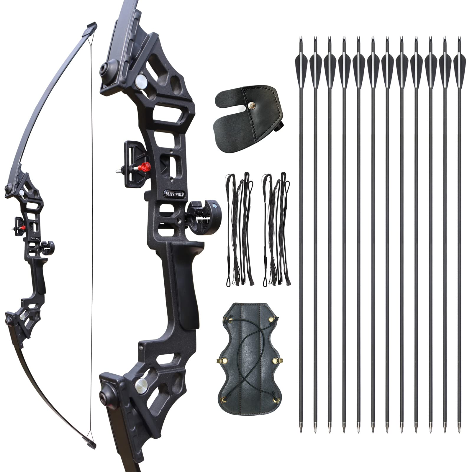 Tongtu Recurve Bow and Arrows for Adults 30 40 lbs Archery Takedown Bow Set Aluminum Alloy Riser Hunting Longbow Kit Right Hand (40lbs)