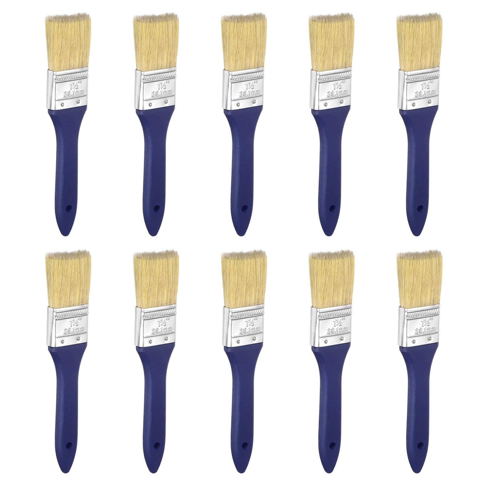 sourcing map 40 pinceles de pintura de 1.6 pulgadas, plano sin astillas, cerdas de fibra de PET con mango de plástico azul para pinturas, manualidades, barnices, pegamentos, paredes de muebles y