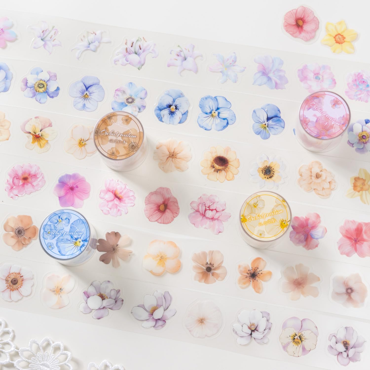 Alideco 6pcs Decorative Adhesive Tapes Vintage Watercolor Wave Ripple PET Tape Great for Bullet Journal Supplies, Arts, Scrapbook, DIY Crafts, Planners (mengjingzhihai) image 3