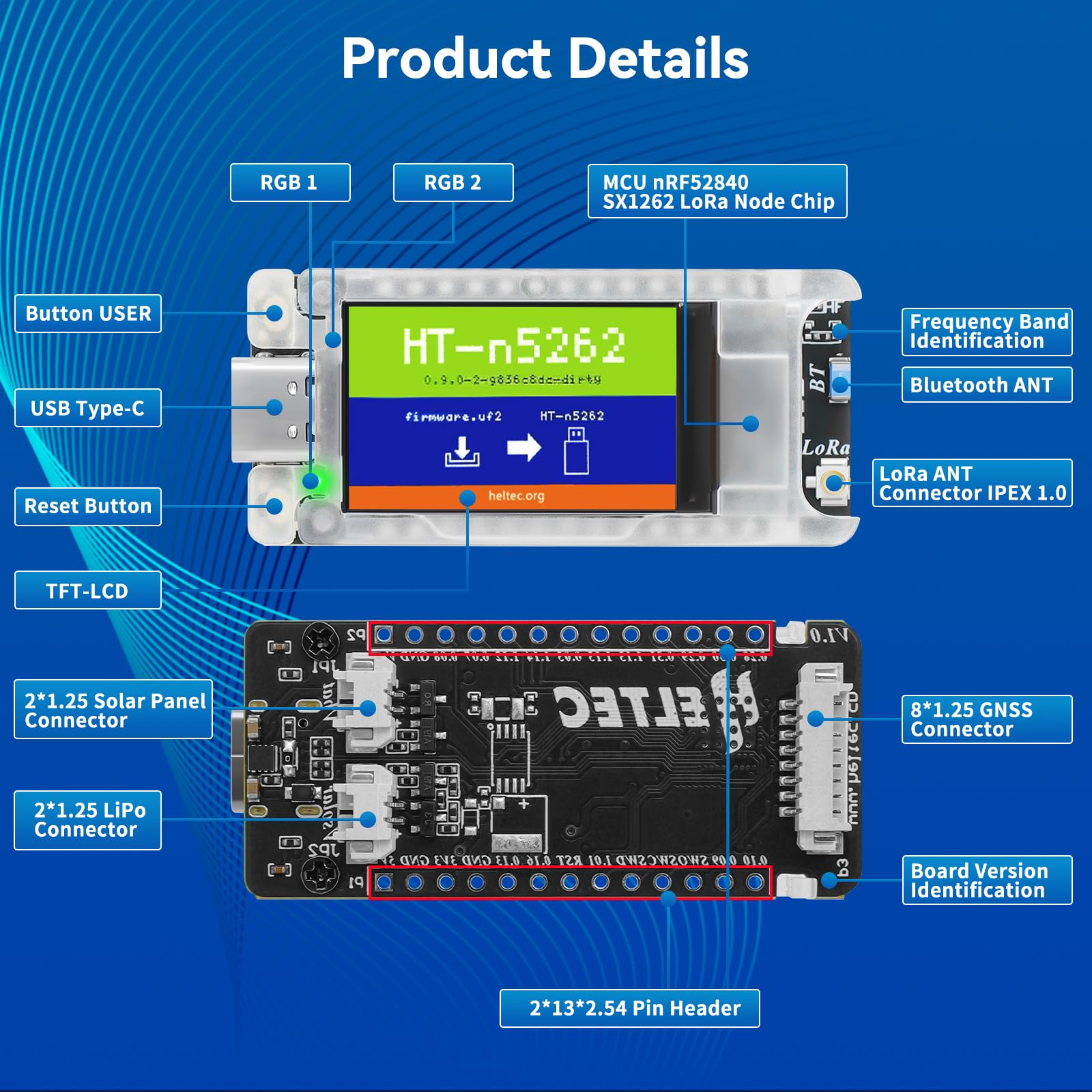 Mesh Node T114 con custodia protettiva e modulo GPS, nRF52840 MCU SX1262 LoRa Chip, supporta 868MHz LoRa, Bluetooth 5.0, display TFT LCD da 1,14 pollici, compatibile con Meshtastic Arduino