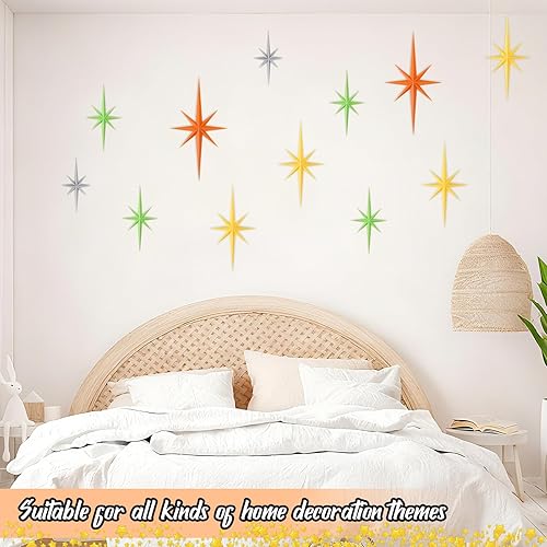 Miniatura 6 de DDETYM 6 piezas de escultura de pared retro Starburst, decoración de pared moderna de mediados de siglo, 8 estrellas atómicas puntiagudas,