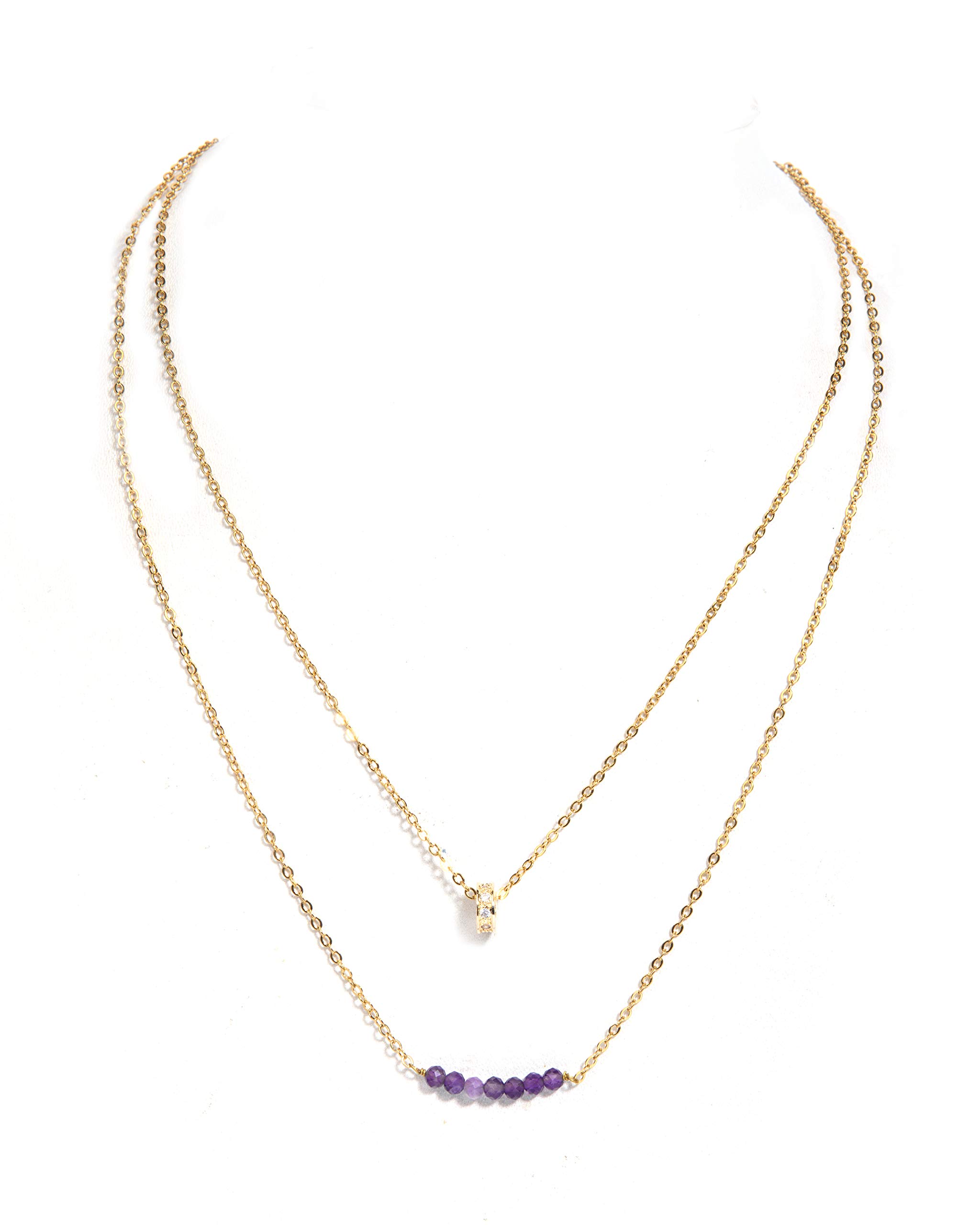 Gempro Genuine Amethyst Gemstone Gold Plated Trendy Multi Layered Chain Necklace for Women, Purple (B08HMVWXFT) Amazon Price History, Amazon Price Tracker