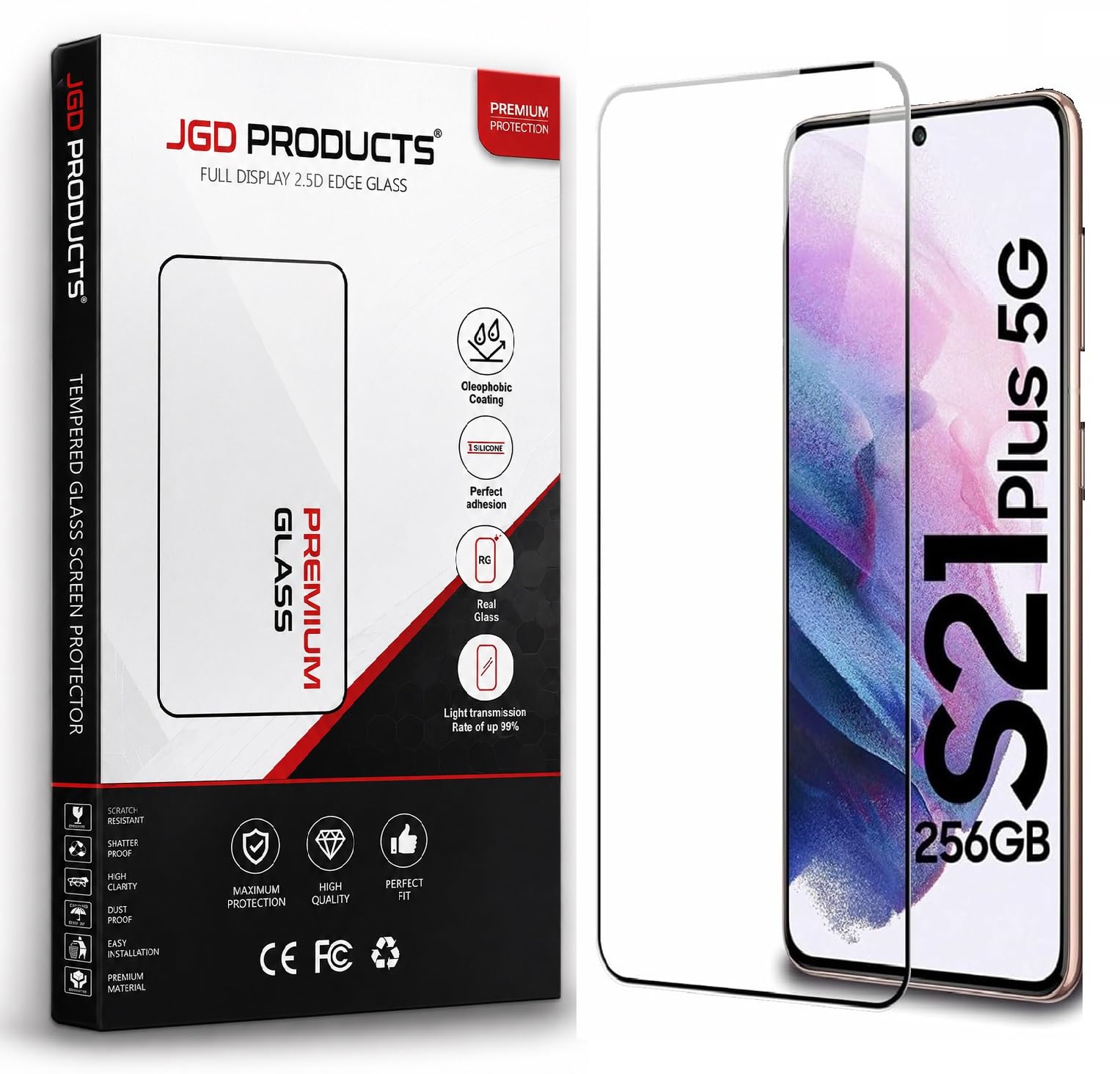 JGD PRODUCTS 100% Fingerprint Unlock Military-Grade Gorilla Tempered Glass for Samsung Galaxy S21 Plus with Edge to Edge Coverage - Case Friendly, Anti-scratch and Bubble free With installation kit-picture-28