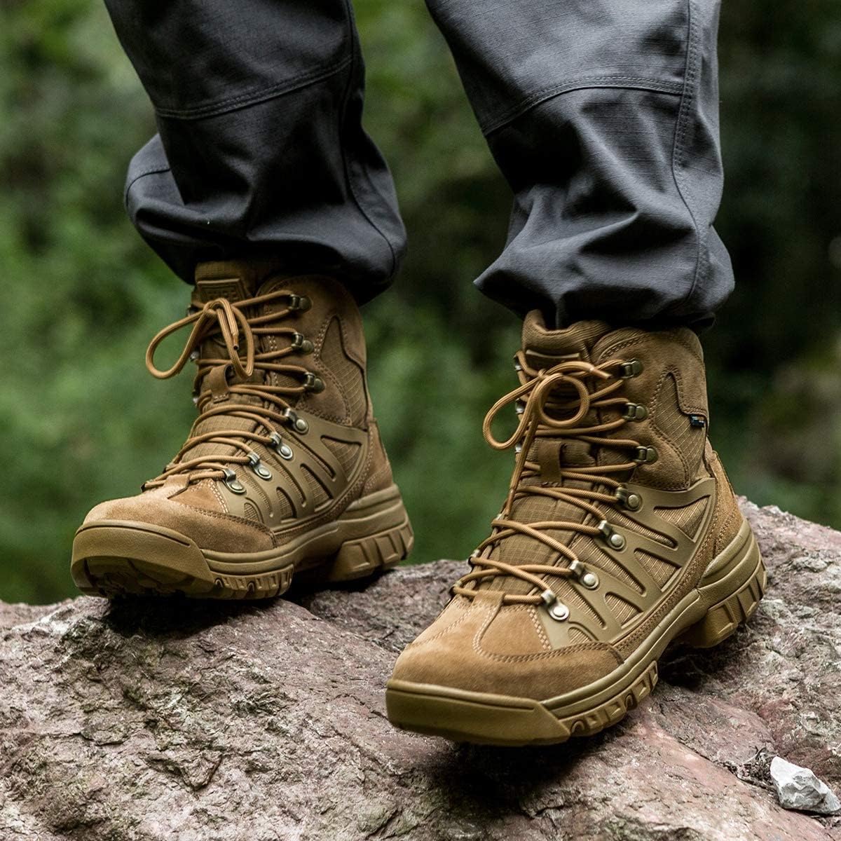 FREE SOLDIER Men's Tactical Waterproof Lightweight Hiking Boots Military Combat Boots Work Boots : Clothing, Shoes & Jewelry