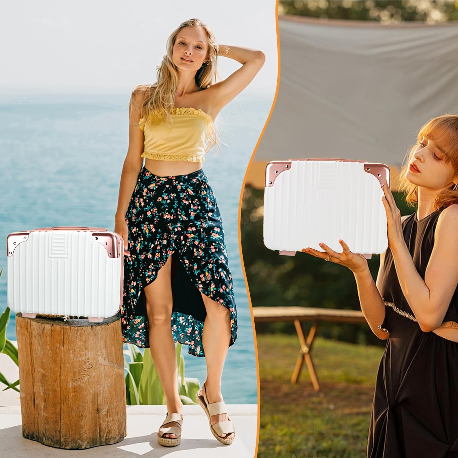 14inch Hard Shell Cosmetic Organizer Travel Train Hand Luggage Small Portable Carrying Suitcase Makeup Case Bag for Women Toiletry - Image 7