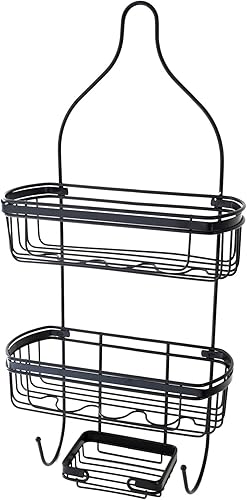 Miniatura 2 de Splash Home Puerta de baño o colgante de cabezal de ducha con dos cestas organizadoras, más estantes de almacenamiento para champú, jabones