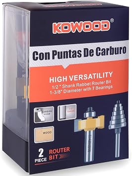 1/2 inch Shank 1-3/8 Height Multi-Slot Milling Cutter Bit (7 Bearings, Multiple Depths 1/8, 3/16,1/4, 5/16, 3/8, 7/16, 1/2) Interchangeable and Adjustable Bearings.