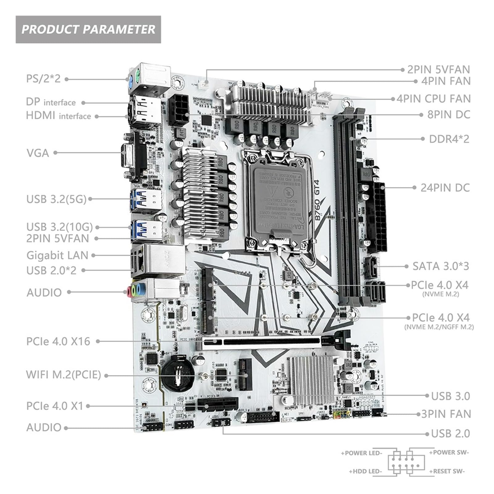 Amazon.com: B760 GT4 DDR4 Motherboard LGA 1700 Support Core I3/i5