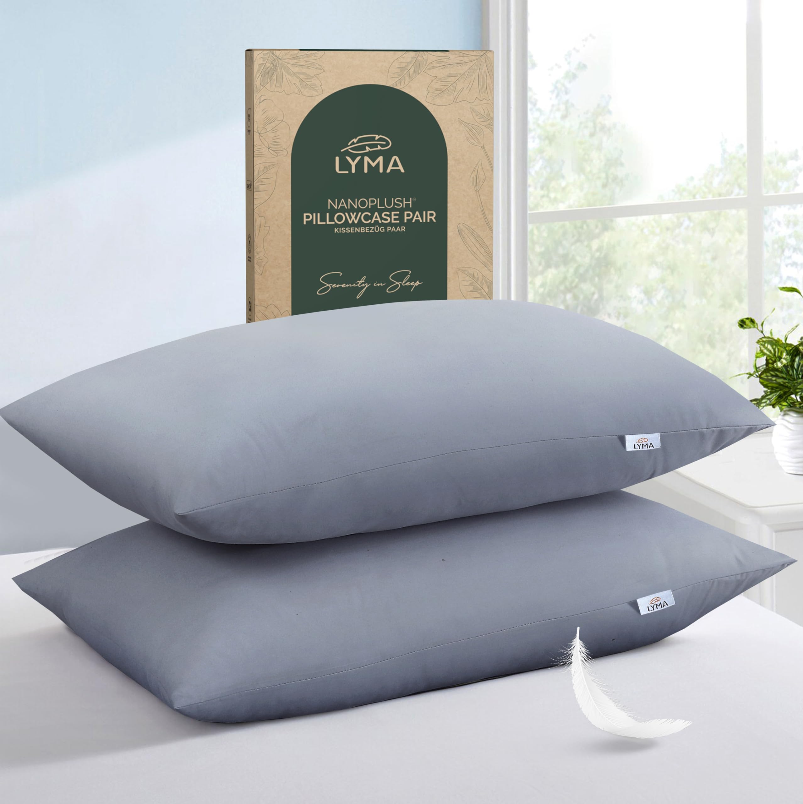 LYMA Pillow Cases Pack of 2 & 4,Ultra Soft Breathable Housewife & Oxford Cover