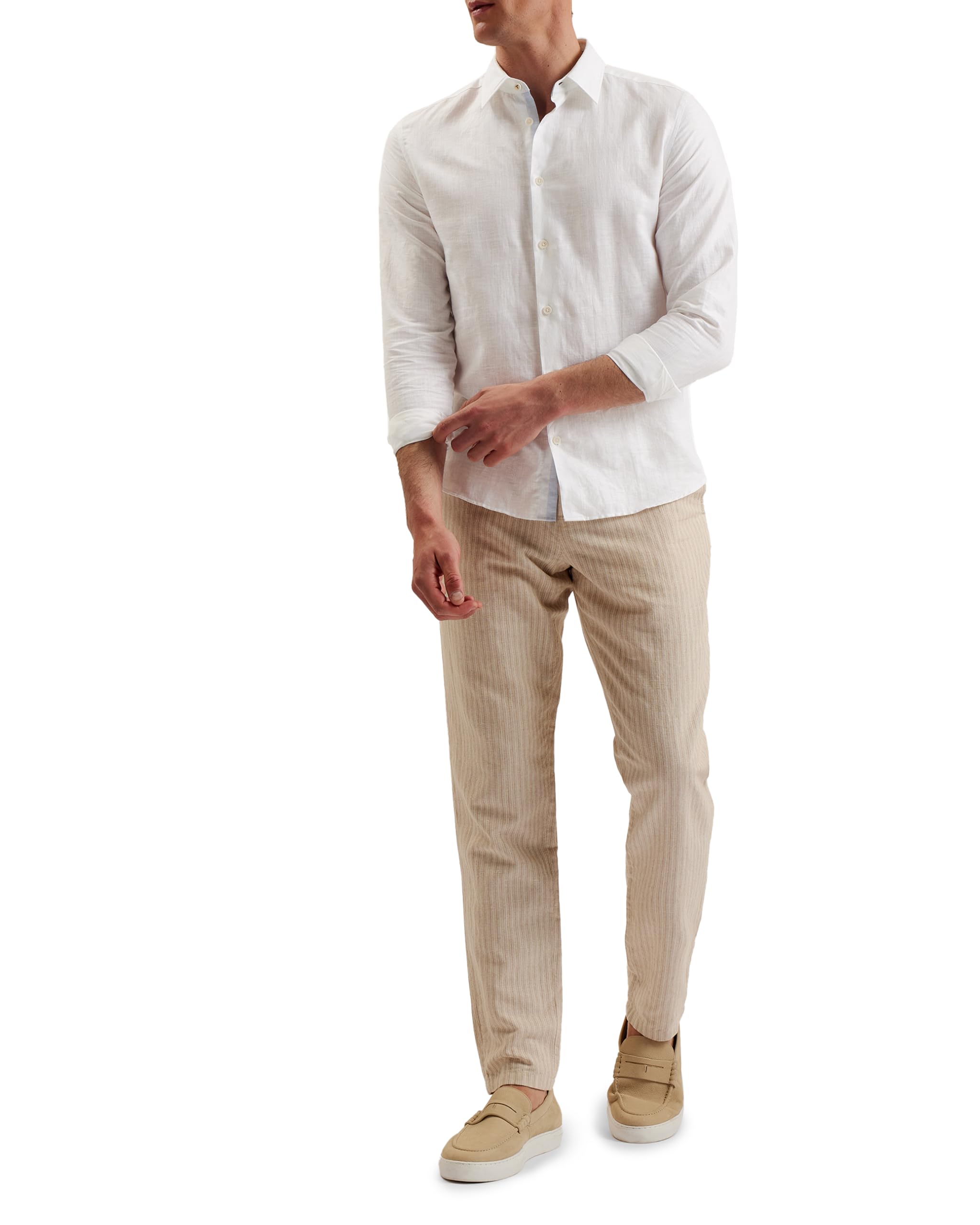 Ted Baker Romeos-LS Linen Shirt Camisa Hombre (Pack de 1)
