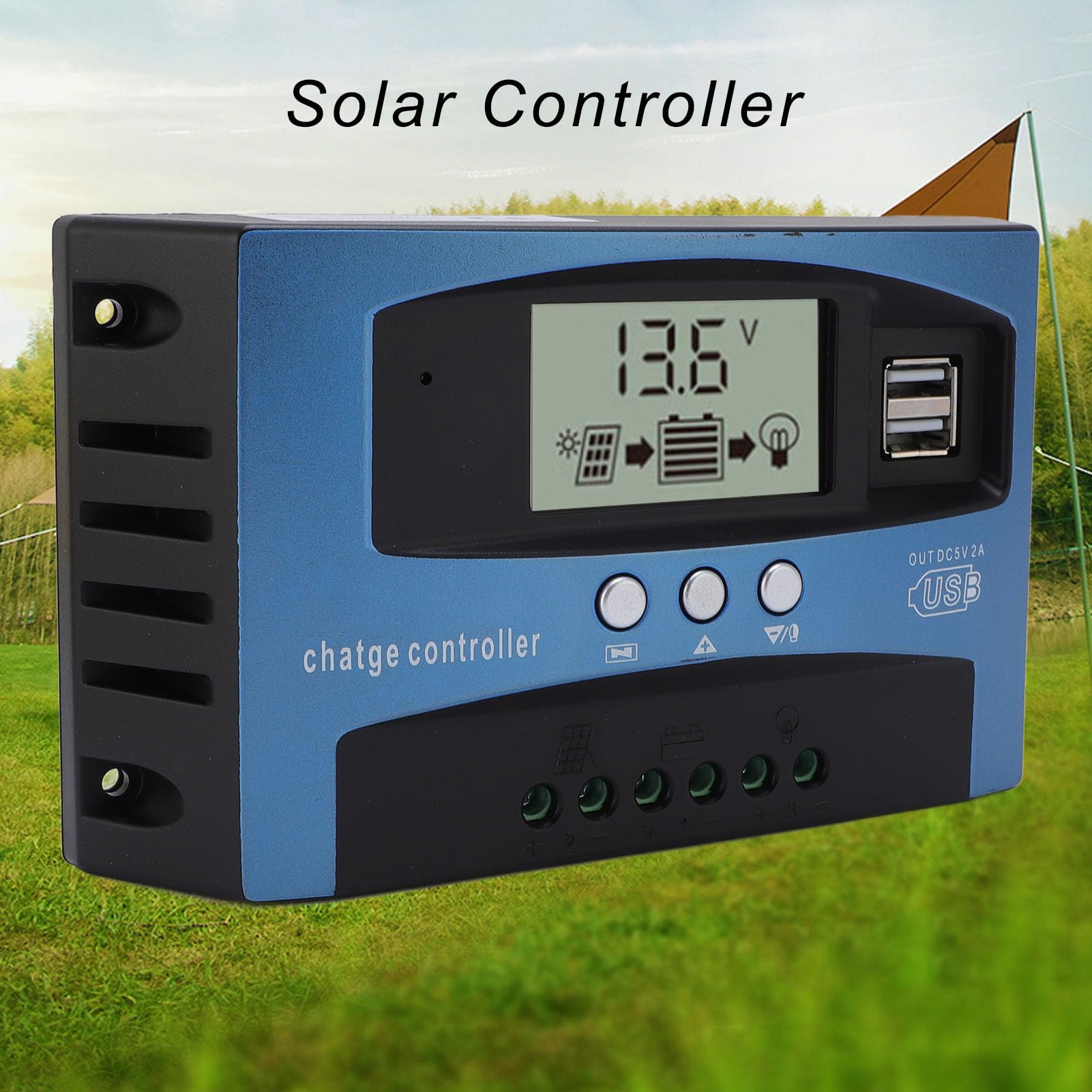 Domary Regolatore di Carica Solare MPPT 12V/24V con Doppia USB (60A)