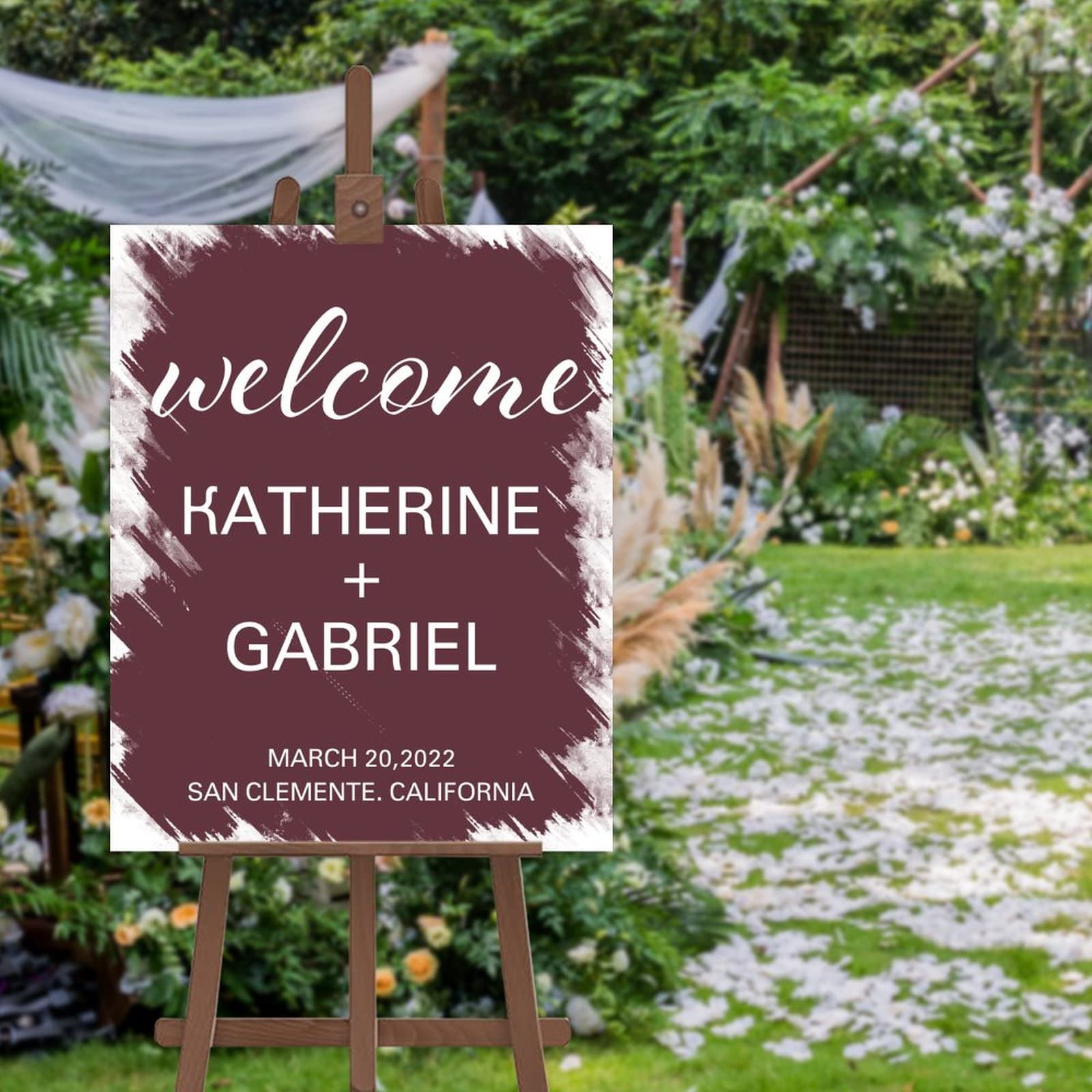 Panneau de bienvenue personnalisé mariage calligraphie texte sur mesure 30x45 cm