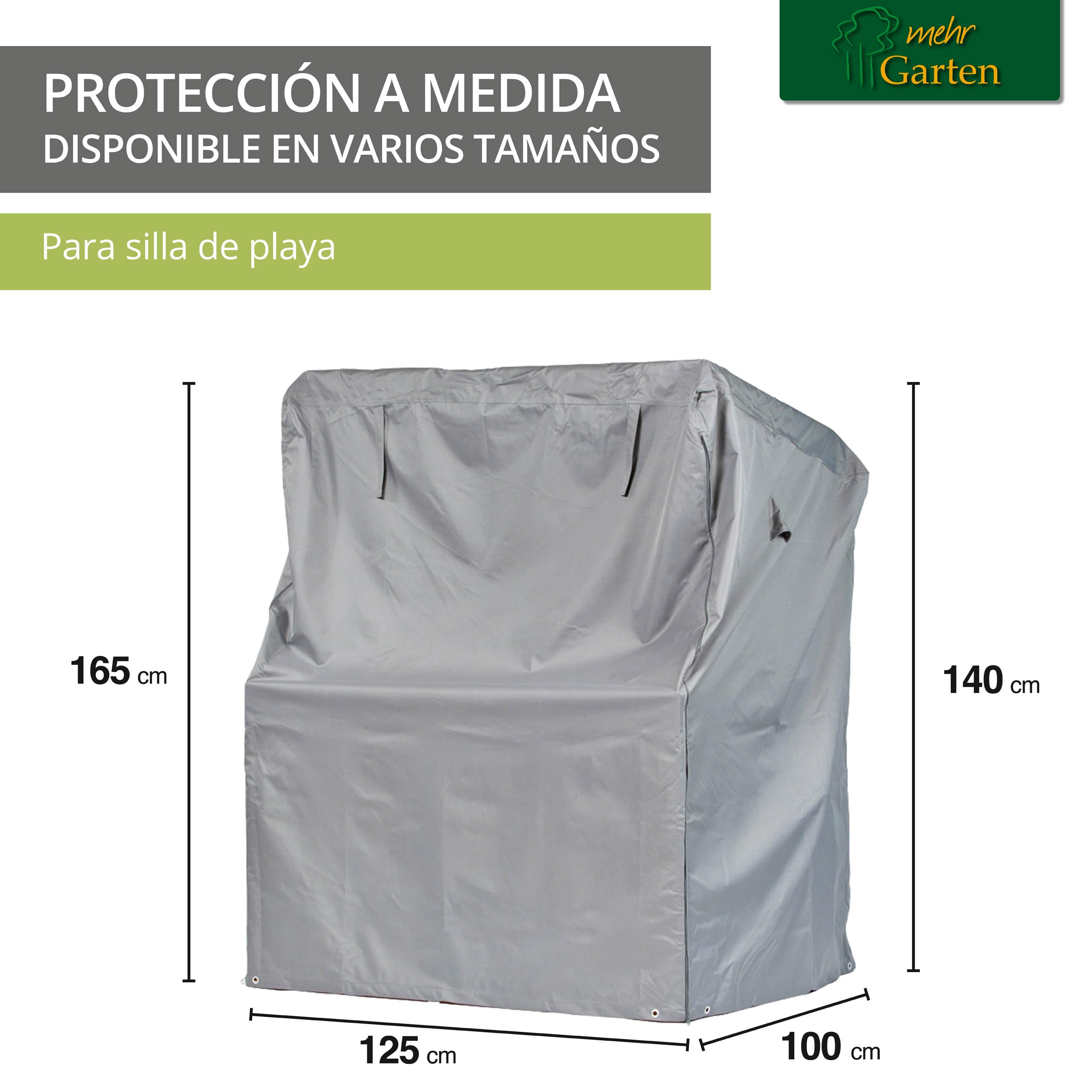 Funda de sillón de mimbre | 125 x 100 x 165/140 cm | Poliéster tejido Oxford 600D, color: gris