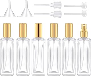 30 ml Glass Spray Bottle, 1 oz Perfume Bottles Empty, Glass Atomizer, Small Travel Atomizer Bottle Refillable (6 PCS, Gold)