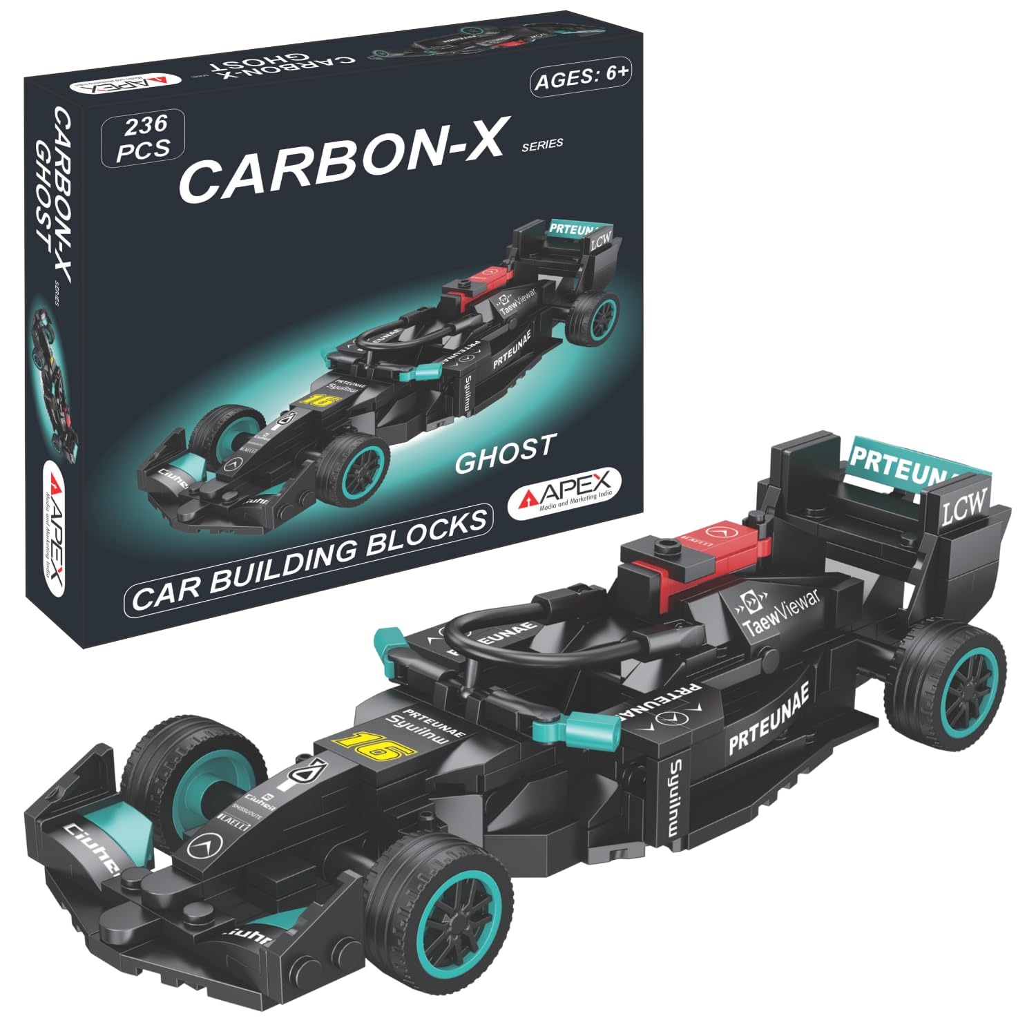 Apex Carbon-X F1 Car Building Blocks Set 236 Pcs | Racing Car Construction Toy for Kids Age 6+ | STEM Learning Toy | Creative DIY Model Kit for Boys & Girls (Ghost)-image-11