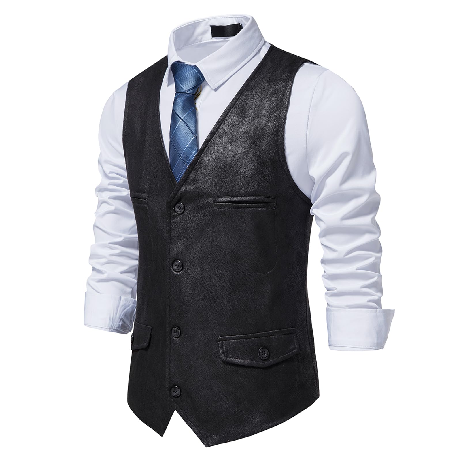 MakingDa Chaleco formal sin mangas con cuello en V para hombre, chaleco de vestir informal de negocios