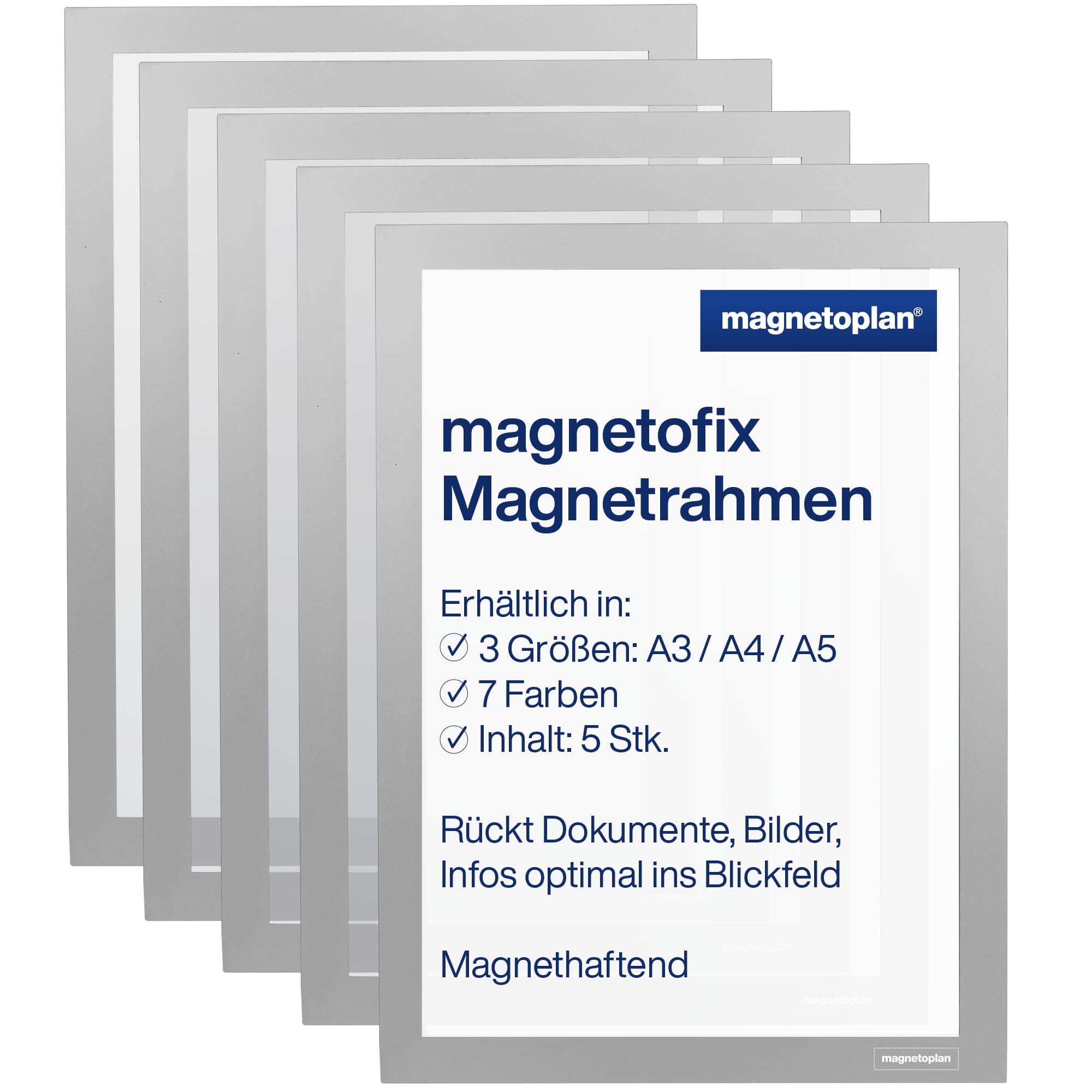 Magnetoplan 1130332 Magnetic frame A4 Silver for whiteboards and n...