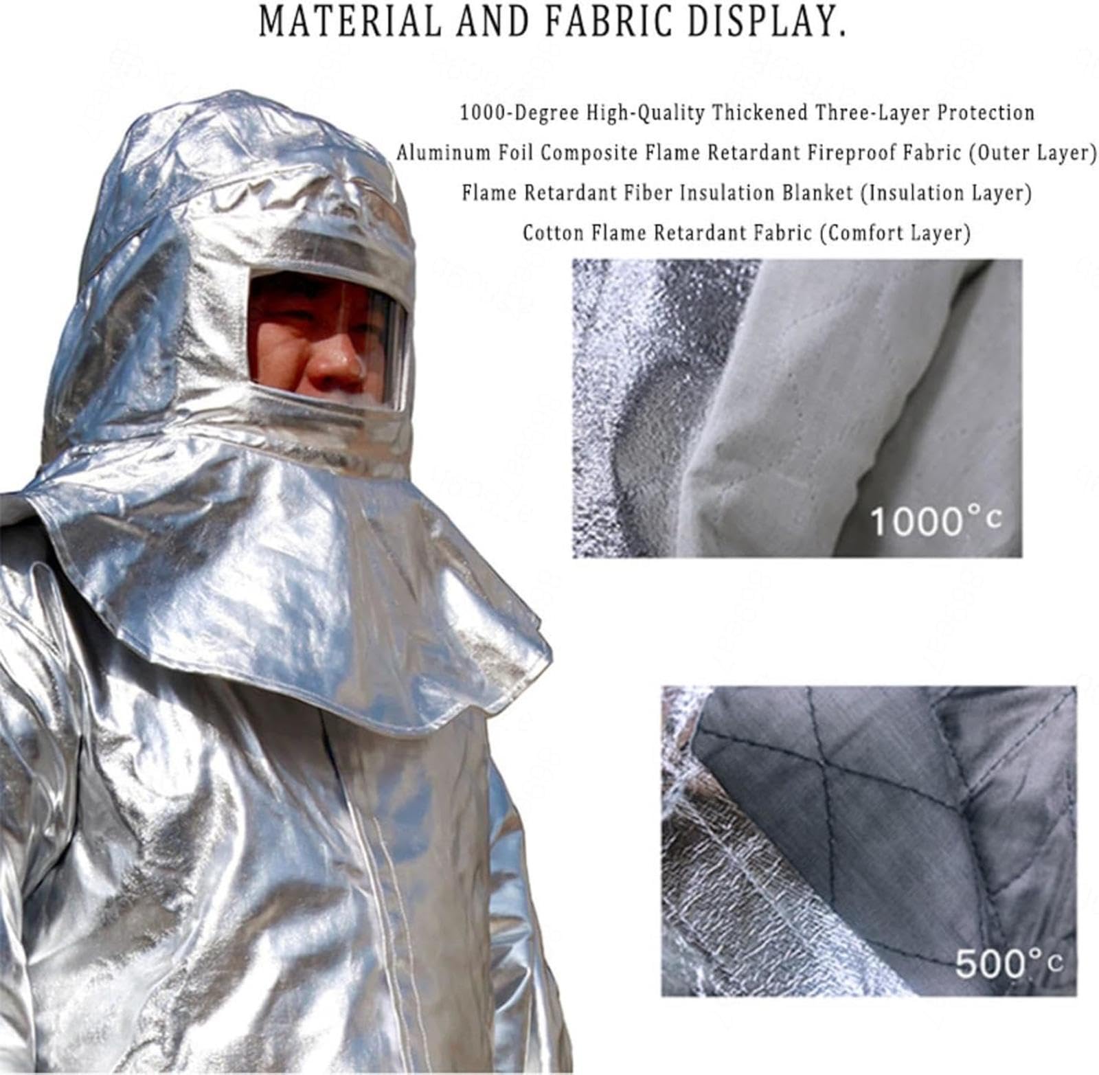 Traje Protección contra Incendios, Ropa Aislamiento Alta Temperatura Resistente A Altas Temperaturas Mina Carbón, Pozo Petróleo, Mina, Planta Química