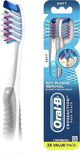 Oral-B Cepillo de dientes manual CrossAction Deep Reach, suave, 2 unidades