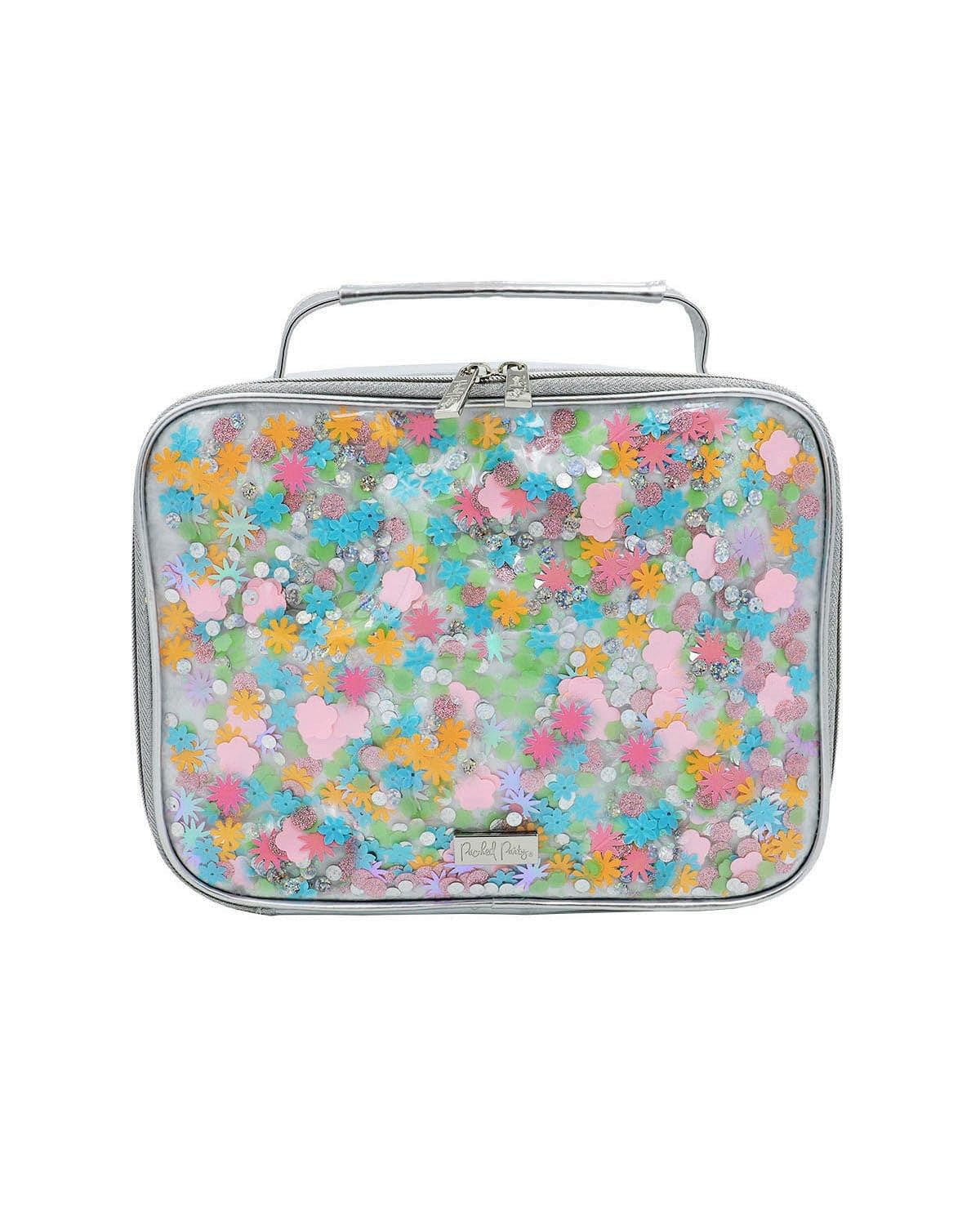 Packed Party Flower Shop Confetti Lunch Bag; Cute Small Soft Insulated Lunchbox for Kids; School Lunch Box Cooler Can Carry a Water Bottle, Ice Packs for Cold Food, or Hot Food; Pink (Large)