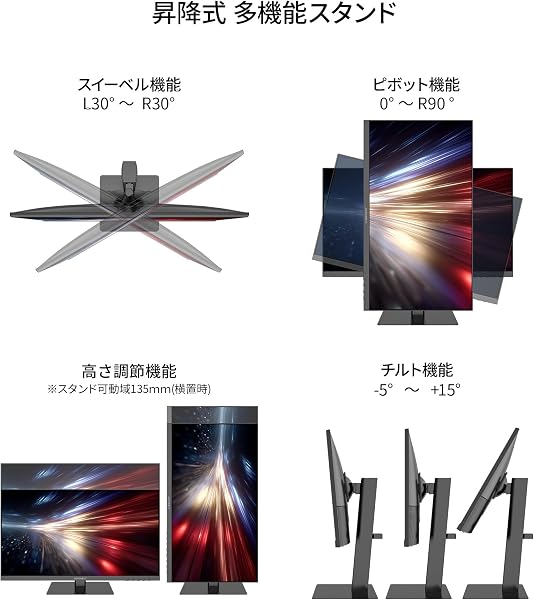 JAPANNEXT 21.5インチ VAパネル搭載 フルHD(1920×1080)解像度 液晶モニター JN-215V120F-HSPC6 HDMI DP USB-C(最大65W給電) sRGB:99% HDR 高さ調整 ピボット(縦回転)対応 【2年保証】 - 4
