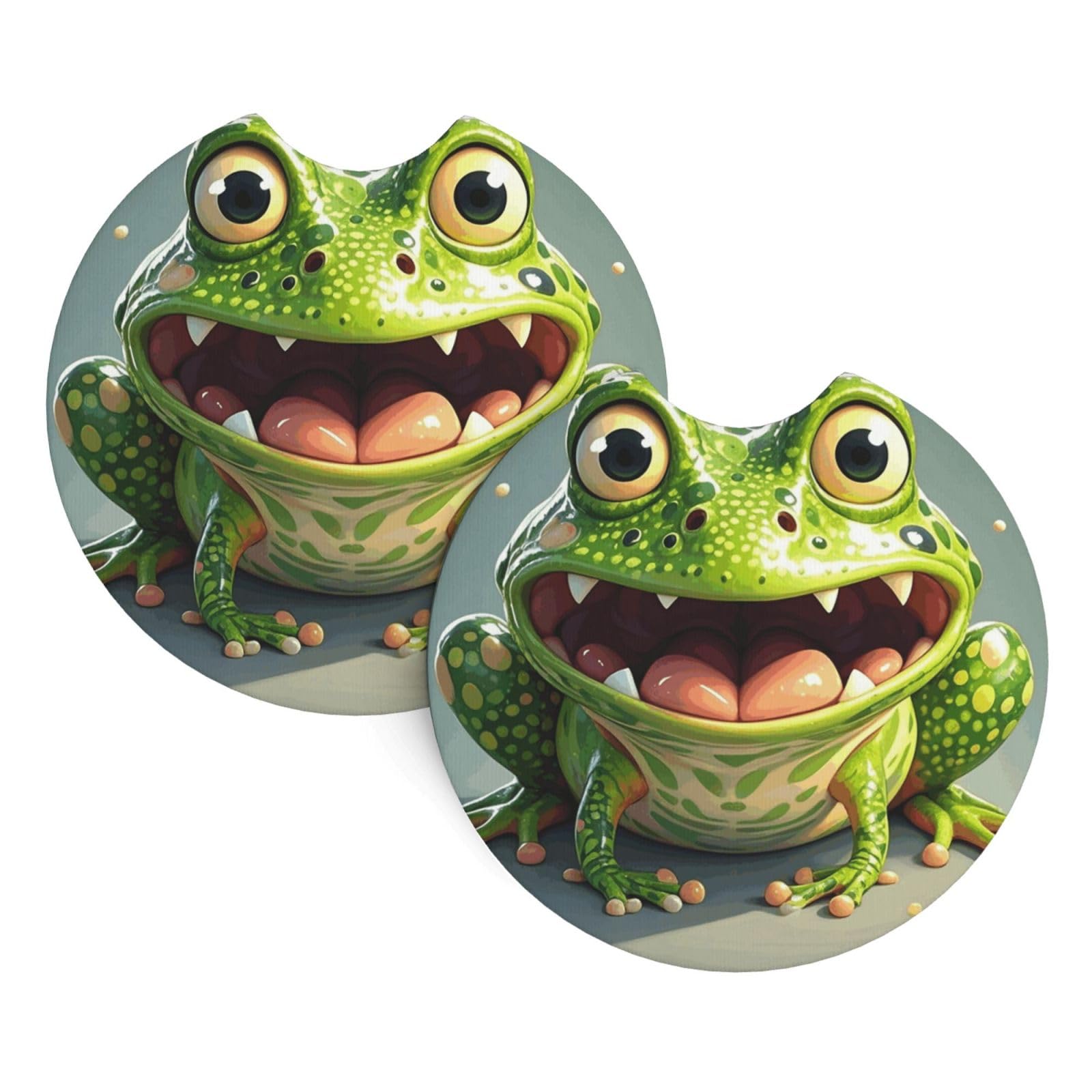 2 Pack Car Coaster for Cup Holders Frog with Mouth Open Car Cup Coaster 2.7" Neoprene Non-Slip Automotive Cup Mat Universal Auto Car Interior Accessories for Women Men Cup Pad