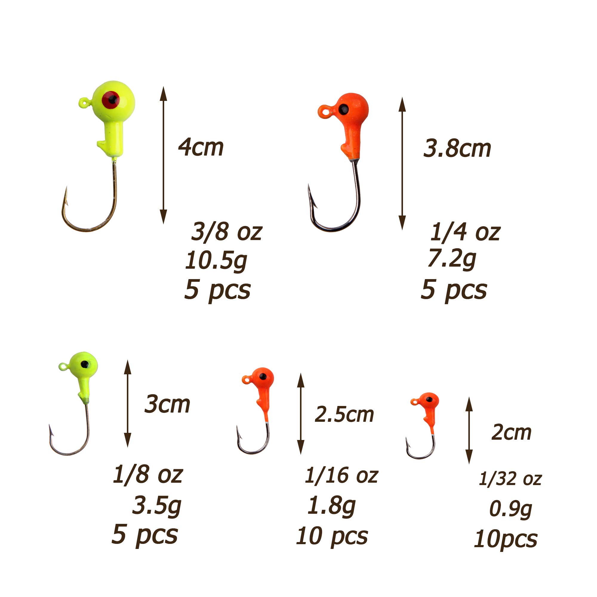 Set Da 50 Ami Da Pesca Con Testa Di Piombo Colorata - Ideale Per Acqua Dolce E Salata