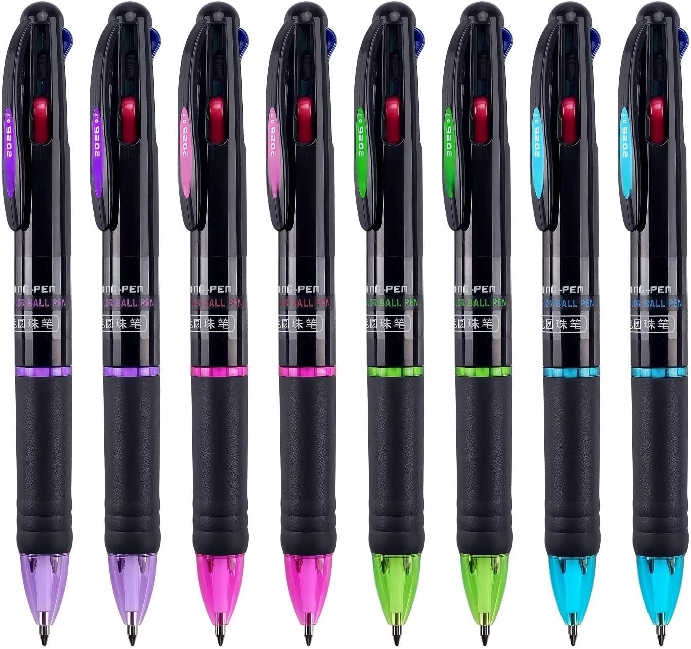 8Pcs Multicolor Ballpoint Pens, Retractable 4 in 1 Color Pens, 0.7mm Fine Tip Pens for Office School Supplies Planner Writing Diary Gift Pen