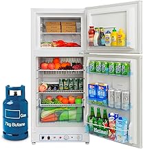 Smad Propane Refrigerator Off Grid, 6.1 Cu.Ft Propane Fridge with Freezer for Cabin, Boat, LPG/110V 2 Way RV Refrigerator with Reversible Door, White
