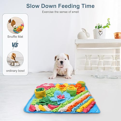 Miniatura 4 de Tapete de olfateo para perros, gatos, conejos, tapete de alimentación de golosinas para mascotas, 15.4 x 15.4 pulgadas para pequeños y medianos,