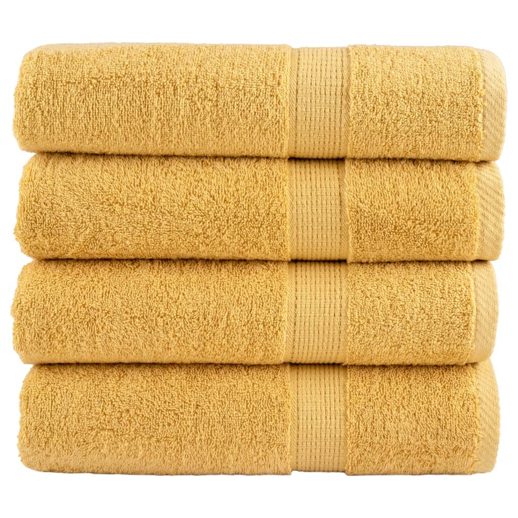 Home & Garden, Bettwäsche und Bettwäsche, Handtücher, Premium-Duschtücher, SOLUND 4 Stück, Gold, 70 x 140 cm, 600 g/m²