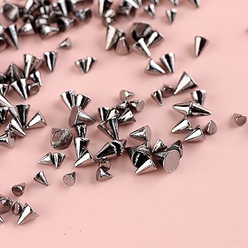 Miniatura 6 de 6 rejillascaja mini remaches de metal punk, aretes de arte de uñas de cono dorado y plateado para uñas acrílicas, joyas de uñas y manualidades de