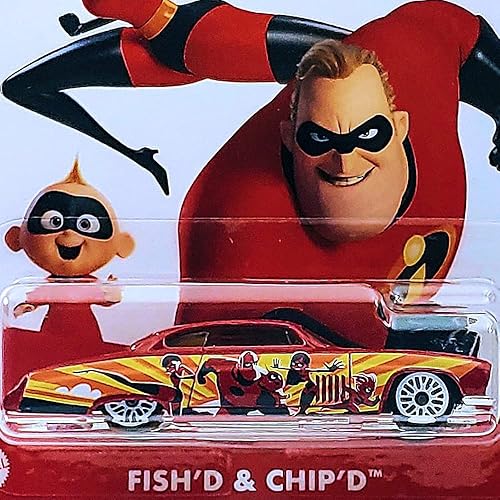 Miniatura 2 de Hot Wheels Serie de personajes de película ~ Los Increíbles - Carro fundido a troquel - GJV21 4/5 ~ Fish'd & Chip'd - Rojo ~ Escala 1:64