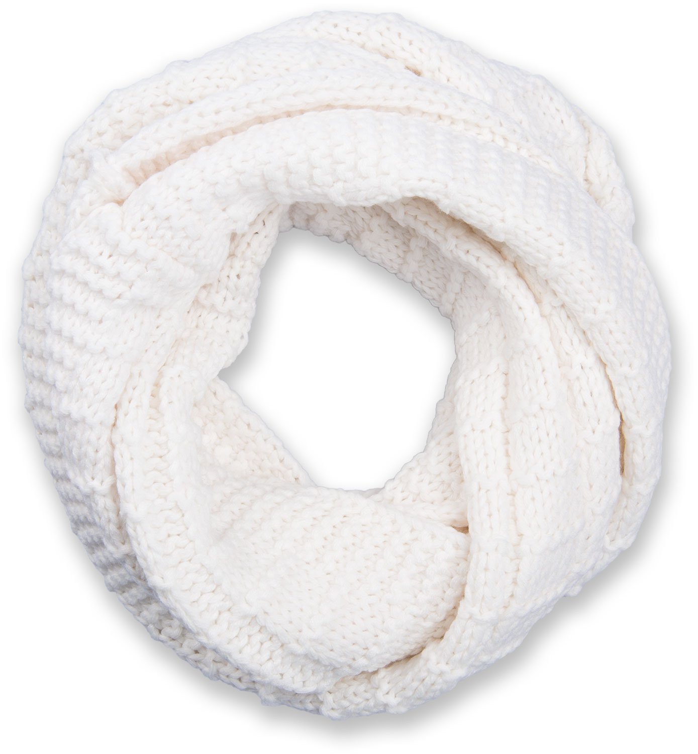 styleBREAKER knitted loop scarf checkered, plain fine-knit snood, winter knitted scarf, unisex 01018154, Colour:Cream-White