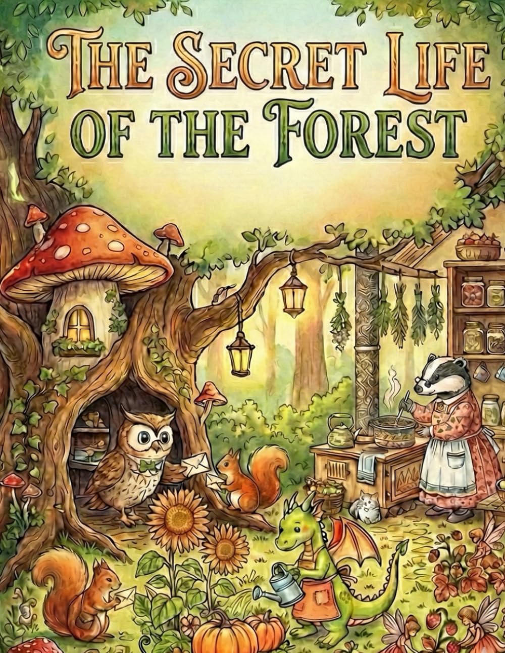 The Secret Life of the Forest: A Cozy Cottagecore & Fantasy Adult Coloring Book for Stress Relief and Relaxation featuring Whimsical Animals and Rustic Scenes