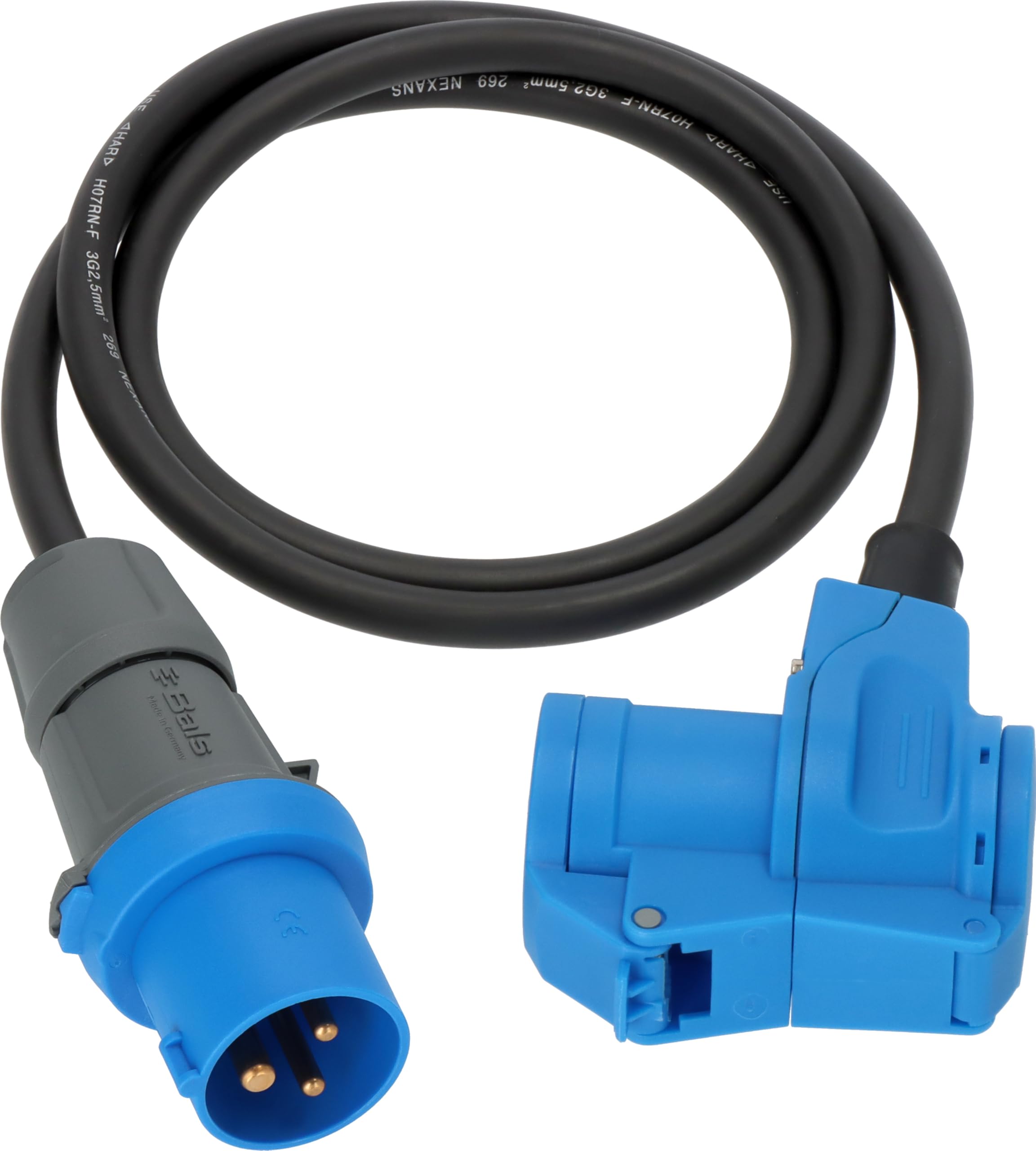 Brennenstuhl Adattatore CEE da campeggio con spina CEE e connettore angolare incl. presa combinata (cavo da 1,5 m in nero, 230 V/16 A, per uso esterno, prodotto in Germania)