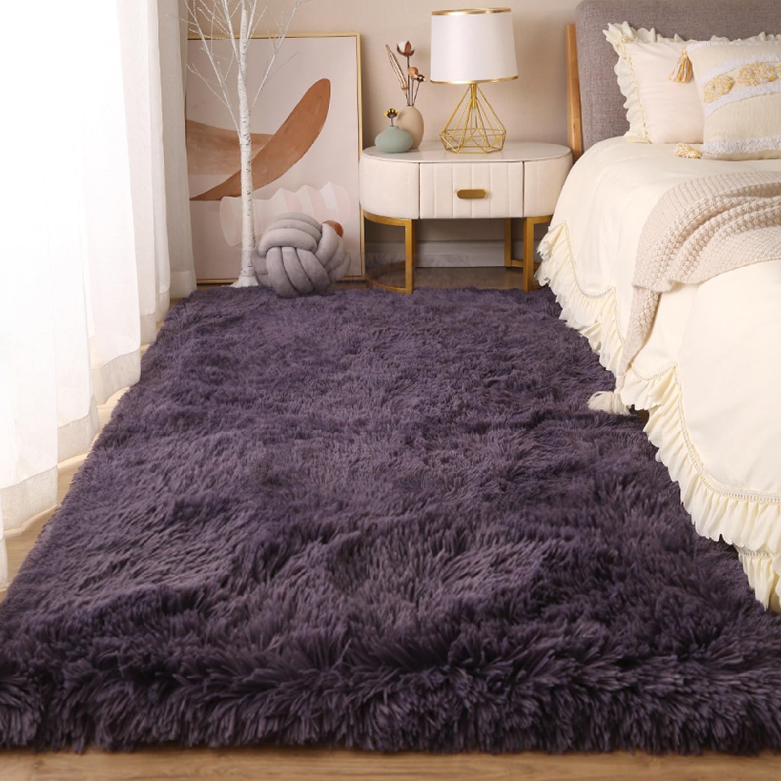 Tapis moderne pour salon et chambre grand confort gris violet