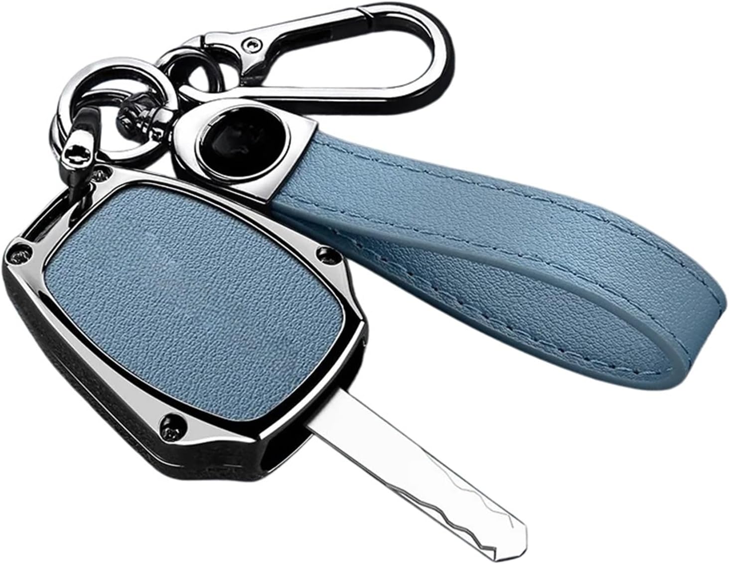 Zinc Alloy Car Remote Key Case Cover Holder Compatible for Honda CR-V Civic Insight Fit SRV FRV Chord 7 Jazz GR8 150 R Motorcycle Accessory(Style A 2 Buttons Dark Gray Keychain)