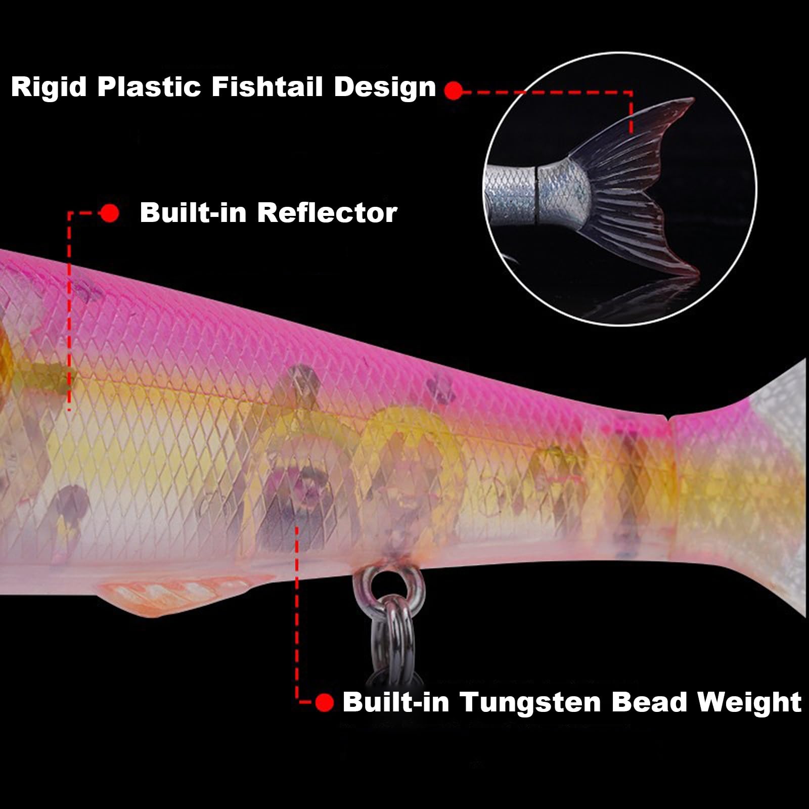 Señuelo Biomimético con Forma de Pez: Cebo Duro Flotante de Dos Secciones, Ideal for Lubinas, Cabezas de Serpiente y Culters