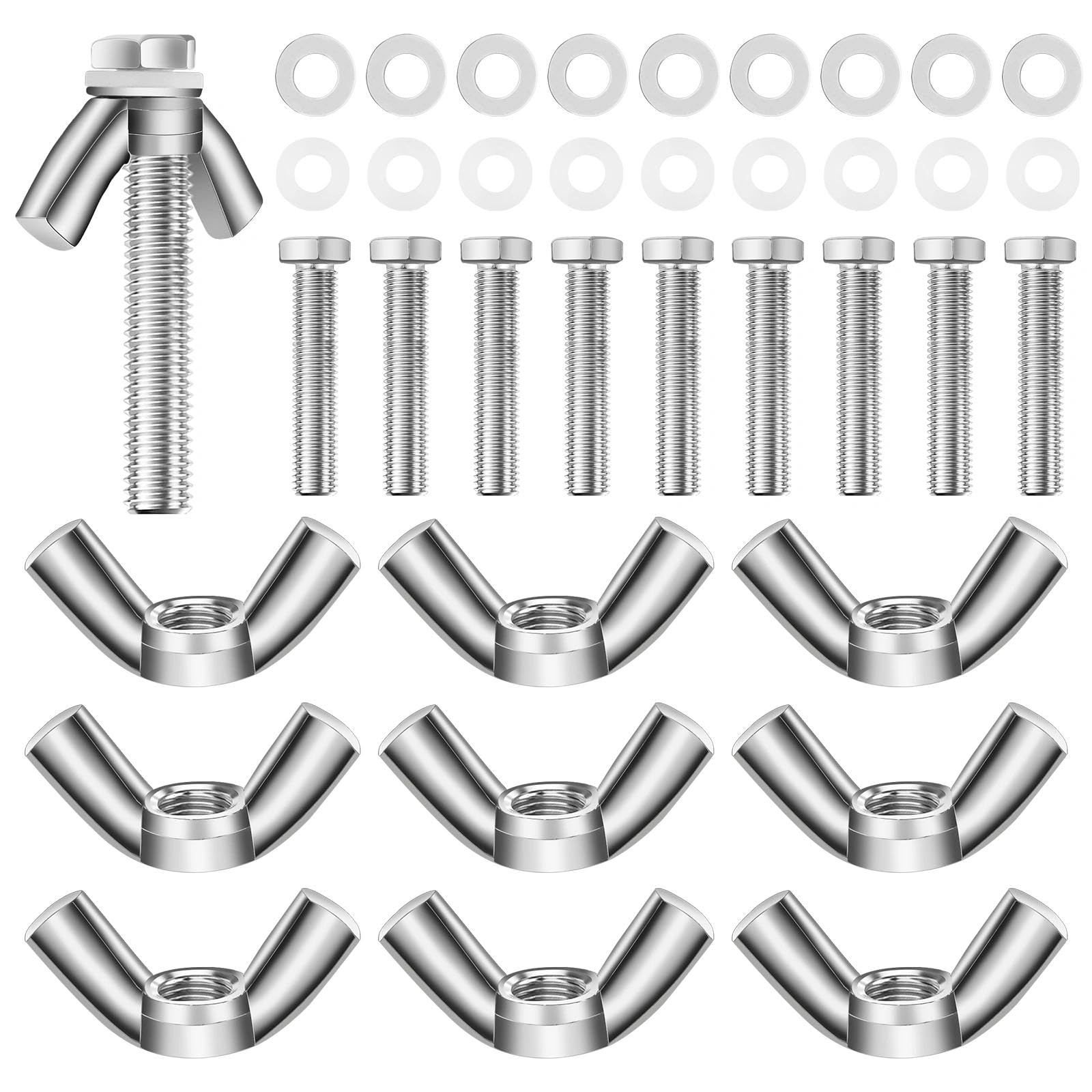 HHXUUAN Flügelmuttern Sortiment Kit M8, 40PCS 10 Sets 30MM S
